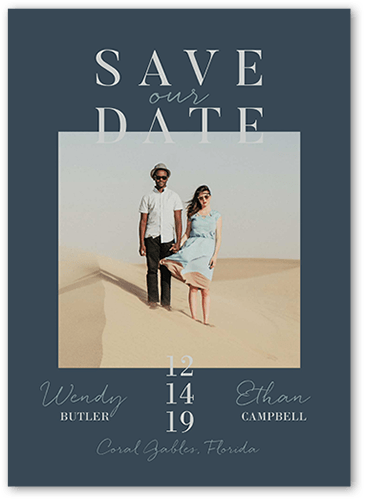 Modish Date Save The Date, Grey, 5x7 Flat, Pearl Shimmer Cardstock, Square, Slate