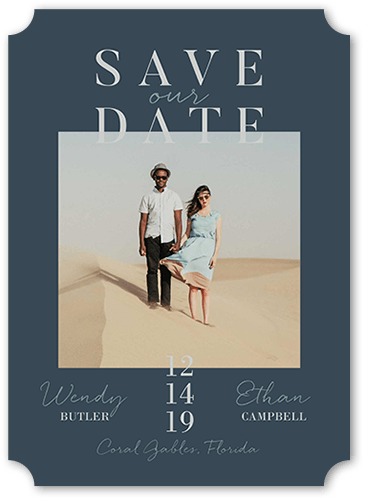 Modish Date Save The Date, Grey, 5x7 Flat, Matte, Signature Smooth Cardstock, Ticket, White