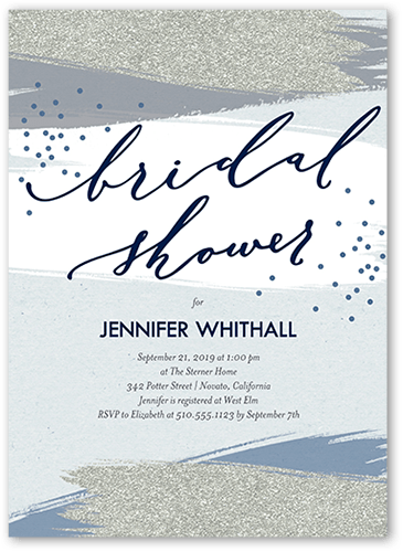 Captivating Romance Bridal Shower Invitation, Blue, 5x7 Flat, Luxe Double-Thick Cardstock, Square