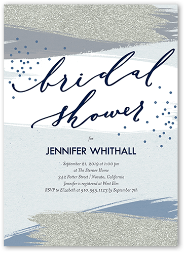 Captivating Romance Bridal Shower Invitation, Blue, 5x7 Flat, Pearl Shimmer Cardstock, Square