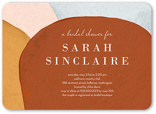 Desert Vistas Bridal Shower Invitation, Brown, 5x7 Flat, Pearl Shimmer Cardstock, Rounded, Burnt Sienna