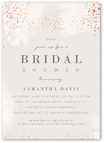 Speckled Showers Bridal Shower Invitation, Grey, 5x7, Standard Smooth Cardstock, Square