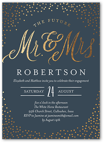 Sparkling Future Engagement Party Invitation, Grey, 5x7, Pearl Shimmer Cardstock, Square