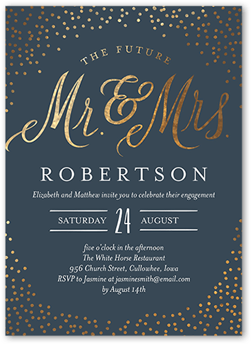 Sparkling Future Engagement Party Invitation, Grey, 5x7 Flat, Standard Smooth Cardstock, Square, Slate