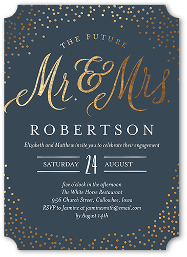 Sparkling Future Engagement Party Invitation, Grey, 5x7 Flat, Matte, Signature Smooth Cardstock, Ticket