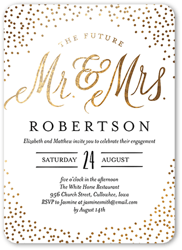 Sparkling Future Engagement Party Invitation, White, 5x7 Flat, Matte, Signature Smooth Cardstock, Rounded