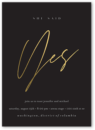 Simply Declared Engagement Party Invitation, Black, 5x7 Flat, Standard Smooth Cardstock, Square
