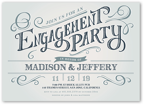 Enchanting Engagement Engagement Party Invitation, Grey, 5x7 Flat, Standard Smooth Cardstock, Square