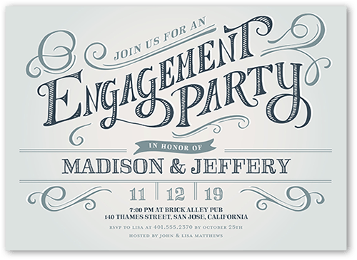 Enchanting Engagement Engagement Party Invitation, Grey, 5x7 Flat, Pearl Shimmer Cardstock, Square