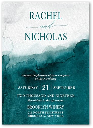 Excellent Watermark Wedding Invitation, Blue, 5x7 Flat, 100% Recycled Cardstock , Square