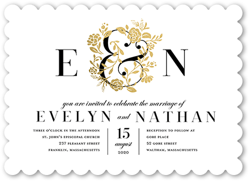 White And Gold Wedding Invitations