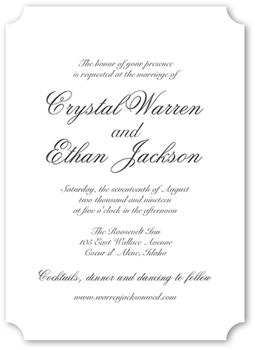 Minimal Script Wedding Invitation, White, 5x7, Matte, Signature Smooth Cardstock, Ticket