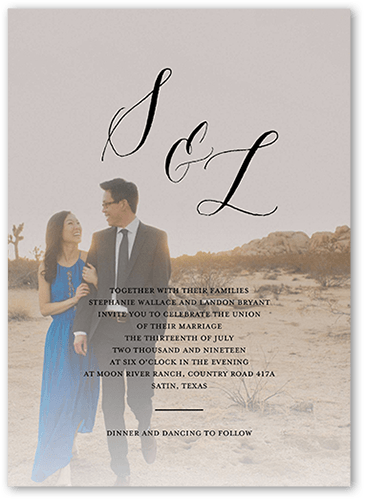 Modern Minimalist Wedding Invitation, Grey, 5x7 Flat, 100% Recycled Cardstock , Square