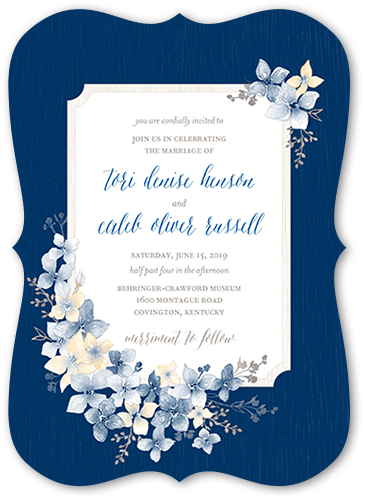 Rustic Wildflowers Wedding Invitation, Blue, 5x7, Matte, Signature Smooth Cardstock, Bracket