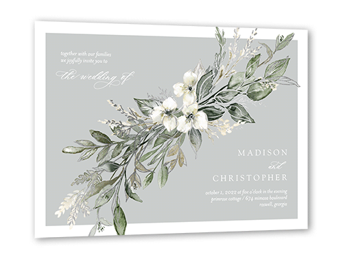 Watercolor Divide Wedding Invitation, Beige, Silver Foil, 5x7 Flat, Pearl Shimmer Cardstock, Square, Quarry