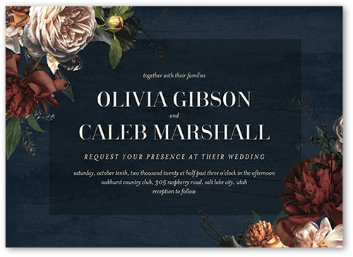 Natural Refinement Wedding Invitation, Blue, 5x7 Flat, Standard Smooth Cardstock, Square, Navy