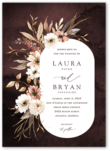 Wild Botanic Wedding Invitation, Purple, 5x7, Matte, Signature Smooth Cardstock, Square