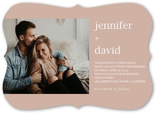 Simple And Forever Wedding Invitation, Brown, 5x7 Flat, Pearl Shimmer Cardstock, Bracket