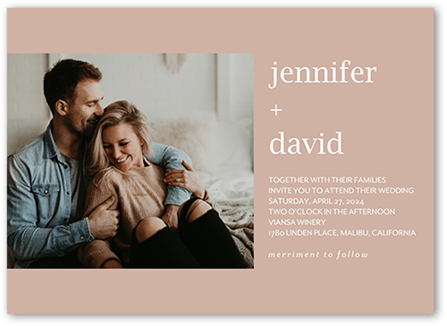 Simple And Forever Wedding Invitation, Brown, 5x7 Flat, Standard Smooth Cardstock, Square, Alpaca