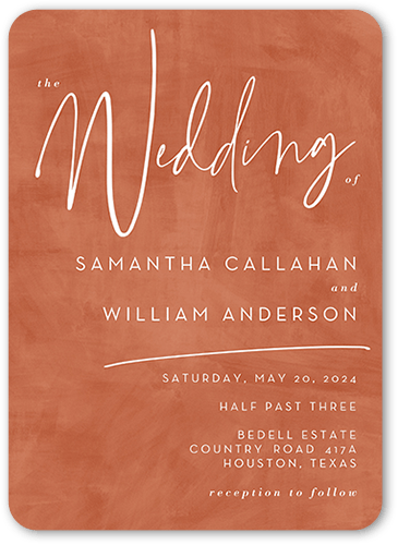 Textured Times Wedding Invitation, none, Beige, 5x7 Flat, Standard Smooth Cardstock, Rounded