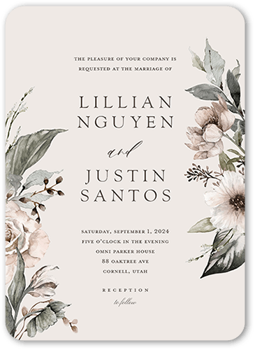 Black Tie Affair Wedding Invitation, none, Grey, 5x7 Flat, 100% Recycled Cardstock , Rounded