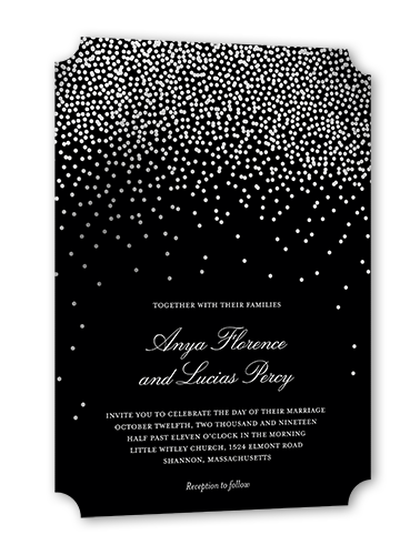 Diamond Sky Wedding Invitation, Silver Foil, Black, 5x7, Pearl Shimmer Cardstock, Ticket
