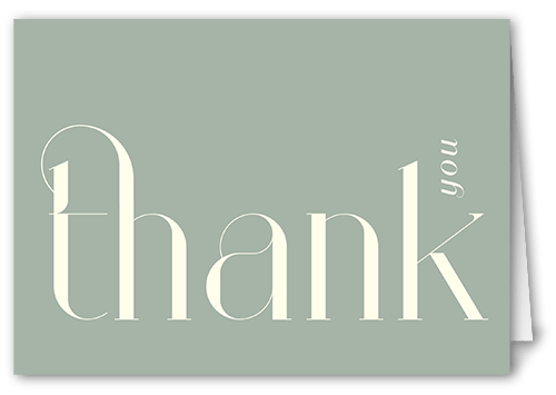 Deco Type Thank You Card, Green, 3x5, Matte, Folded Smooth Cardstock, Rosemary