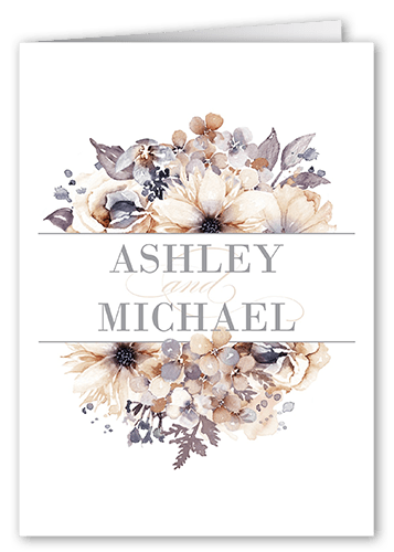 Watercolor Bouquet Thank You Card, Beige, 3x5, Matte, Folded Smooth Cardstock, Sand