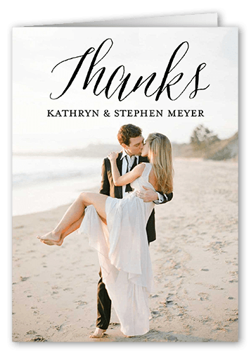 Happily Scripted Thank You Card, Black, 3x5, Matte, Folded Smooth Cardstock, Black