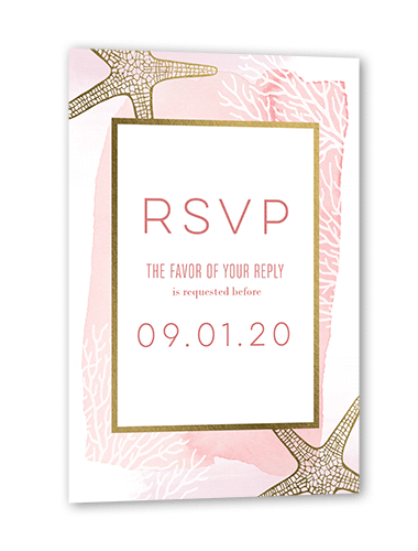 Beach Union Wedding Response Card, Pink, Gold Foil, Matte, Signature Smooth Cardstock, Square