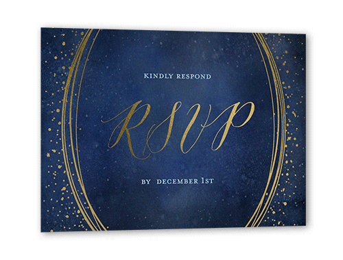 Resplendent Night Wedding Response Card, Gold Foil, Blue, Matte, Signature Smooth Cardstock, Square, Nautical