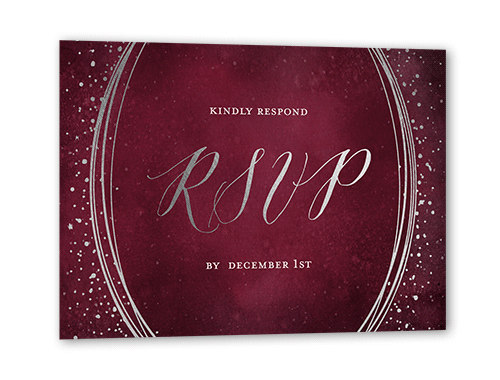 Resplendent Night Wedding Response Card, Silver Foil, Purple, Matte, Pearl Shimmer Cardstock, Square