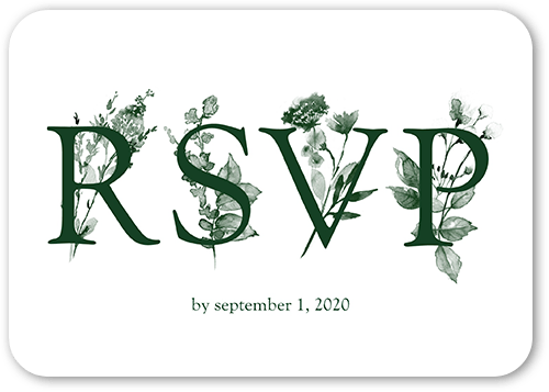 Dusky Botanicals Wedding Response Card, Green, 100% Recycled Cardstock , Rounded, Kale