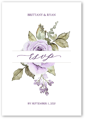Rose Bouquet Wedding Response Card, Purple, Matte, Signature Smooth Cardstock, Square