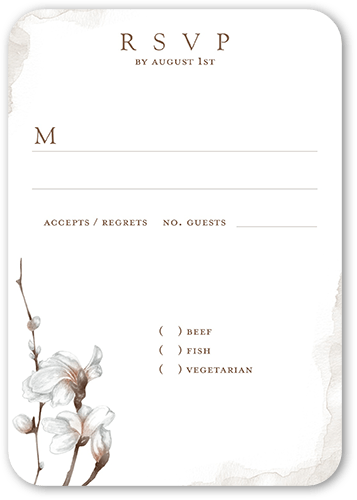 Blossoms of Love Wedding Response Card, Black, Signature Smooth Cardstock, Rounded