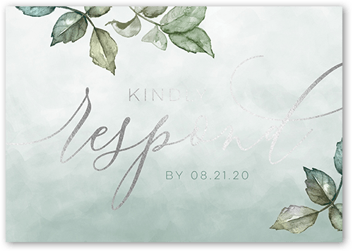 Stylish Green Wedding RSVP Card