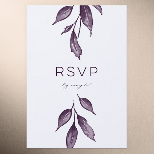 Garland Initials Wedding Response Card, Purple, Matte, 100% Recycled Cardstock , Square
