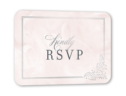 So Lovely Wedding Response Card, Pink, Silver Foil, Signature Smooth Cardstock, Rounded