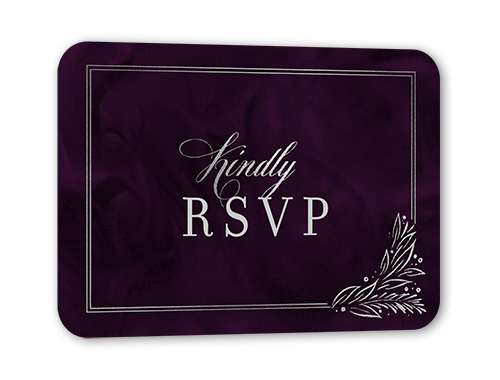 So Lovely Wedding Response Card, Purple, Silver Foil, Signature Smooth Cardstock, Rounded
