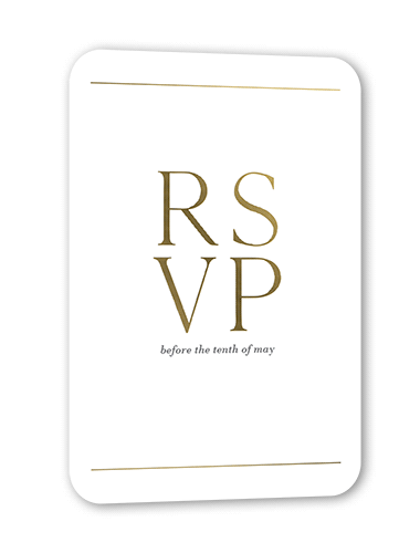 Editorial Lover Wedding Response Card, White, Gold Foil, Pearl Shimmer Cardstock, Rounded