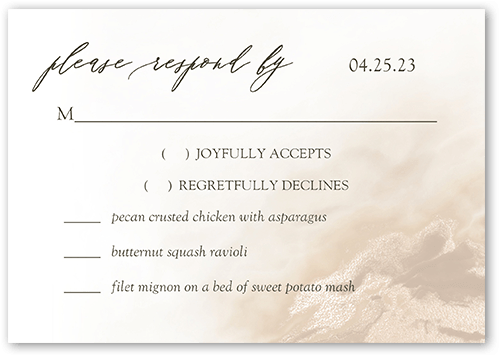 Graceful Whisper Wedding Response Card, Beige, Matte, Signature Smooth Cardstock, Square
