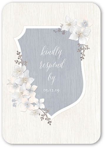 Rustic Wildflowers Wedding Response Card, Grey, Signature Smooth Cardstock, Rounded