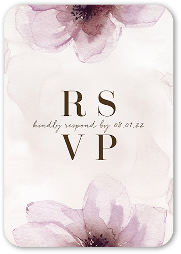 Gentle Petals Wedding Response Card, Pink, Signature Smooth Cardstock, Rounded, Clay