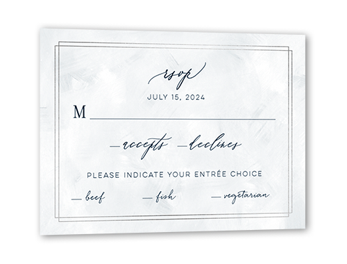 Bright Night Wedding Response Card, Silver Foil, Blue, Matte, Pearl Shimmer Cardstock, Square