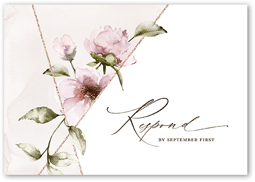 Light Floral Wedding Response Card, Pink, Matte, Signature Smooth Cardstock, Square