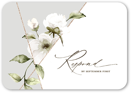Light Floral Wedding Response Card, Grey, 100% Recycled Cardstock , Rounded
