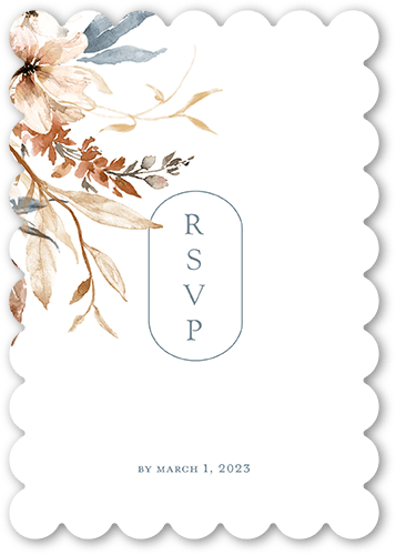 Wild Botanic Wedding Response Card, Grey, Pearl Shimmer Cardstock, Scallop