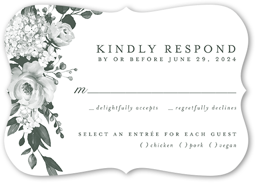Elegantly Delicate Wedding Response Card, Beige, Signature Smooth Cardstock, Bracket