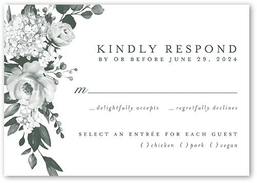 Elegantly Delicate Wedding Response Card, Beige, White, Matte, Signature Smooth Cardstock, Square