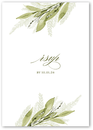Floral Frond Wedding Response Card, Beige, Matte, Pearl Shimmer Cardstock, Square, Quarry